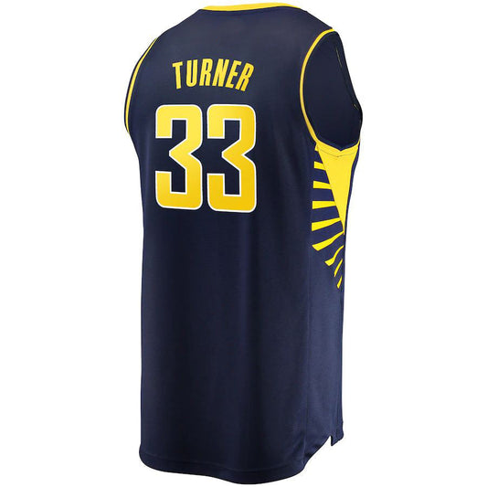 IN.Pacers #33 Myles Turner Fanatics Branded Fast Break Replica Jersey Navy Icon Edition Stitched American Basketball Jersey