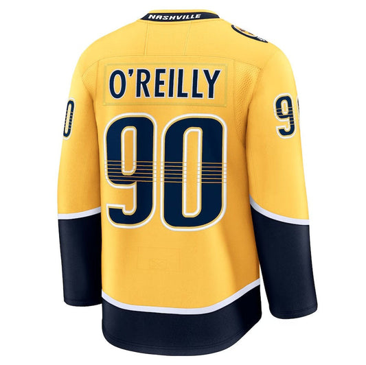 N.Predators #90 Ryan O'Reilly Fanatics Home Premium Jersey - Yellow Stitched American Hockey Jerseys CROVYIE