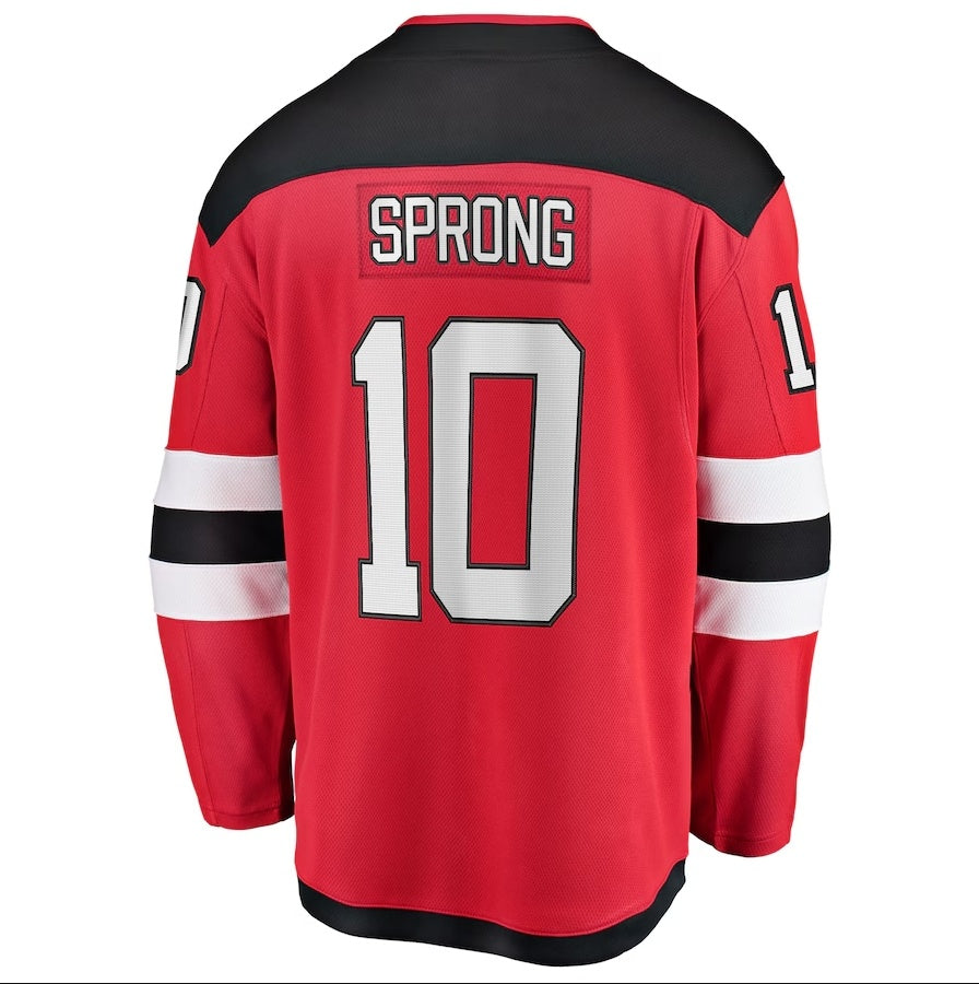 NJ.Devils #10 Daniel Sprong Fanatics Home Breakaway Jersey - Red Stitched American Hockey Jerseys CROVYIE