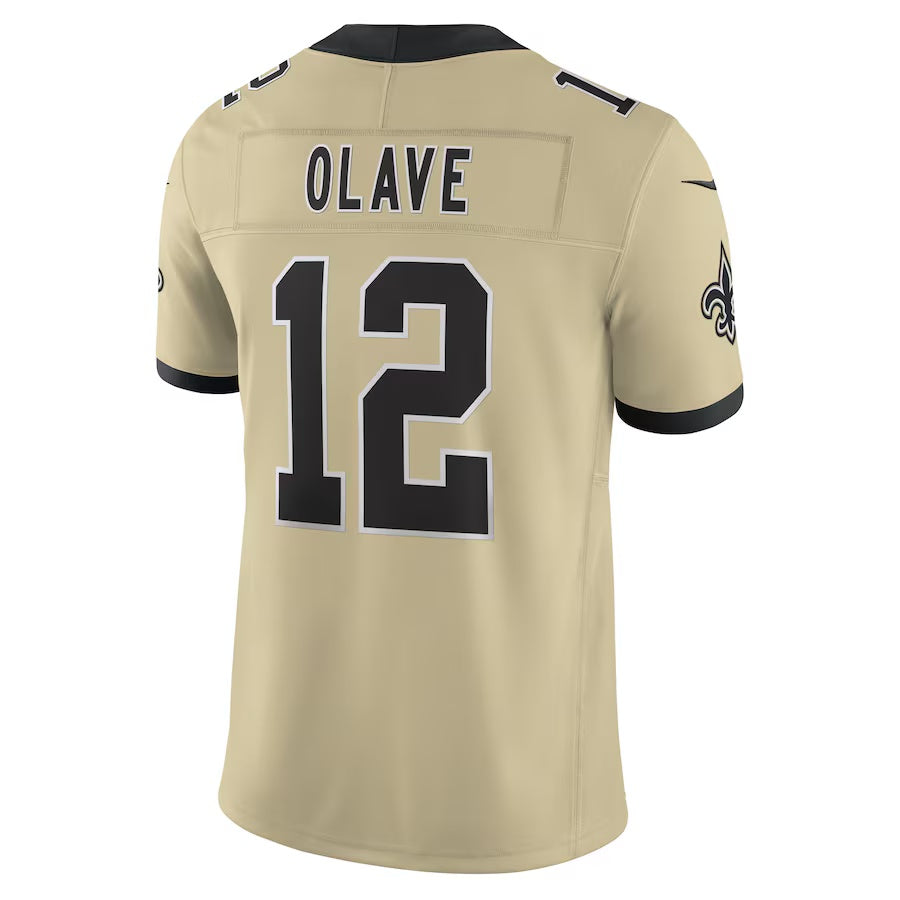 NO.Saints #12 Chris Olave Gold Alternate Gameday Golds Alternate Vapor F.U.S.E. Limited Stitched American Football Jersey
