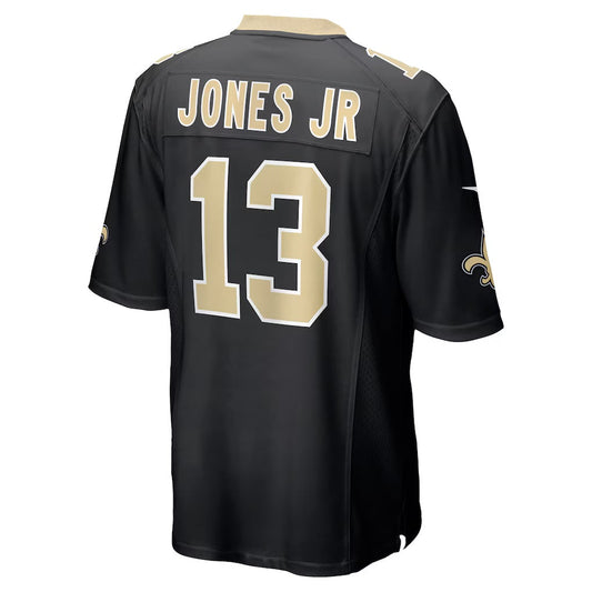 NO.Saints #13 Velus Jones Jr. Black Team Game Stitched American Football Jersey