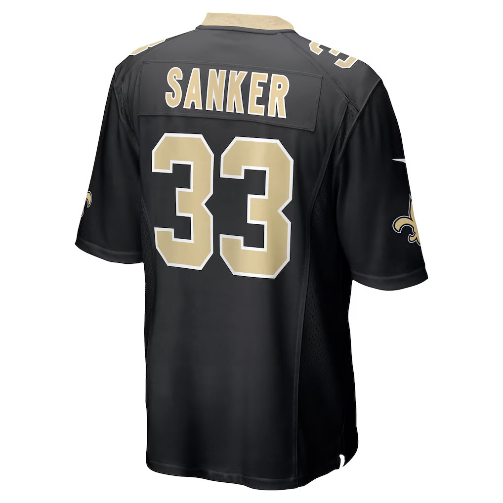 NO.Saints #33 Jonas Sanker Black Team Game Stitched American Football Jersey