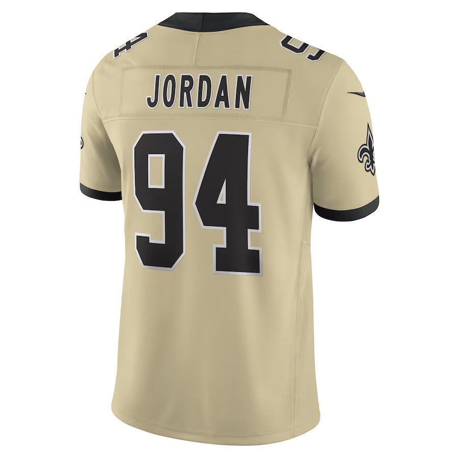 NO.Saints #94 Cameron Jordan Gold Alternate Gameday Golds Alternate Vapor F.U.S.E. Limited Stitched American Football Jersey