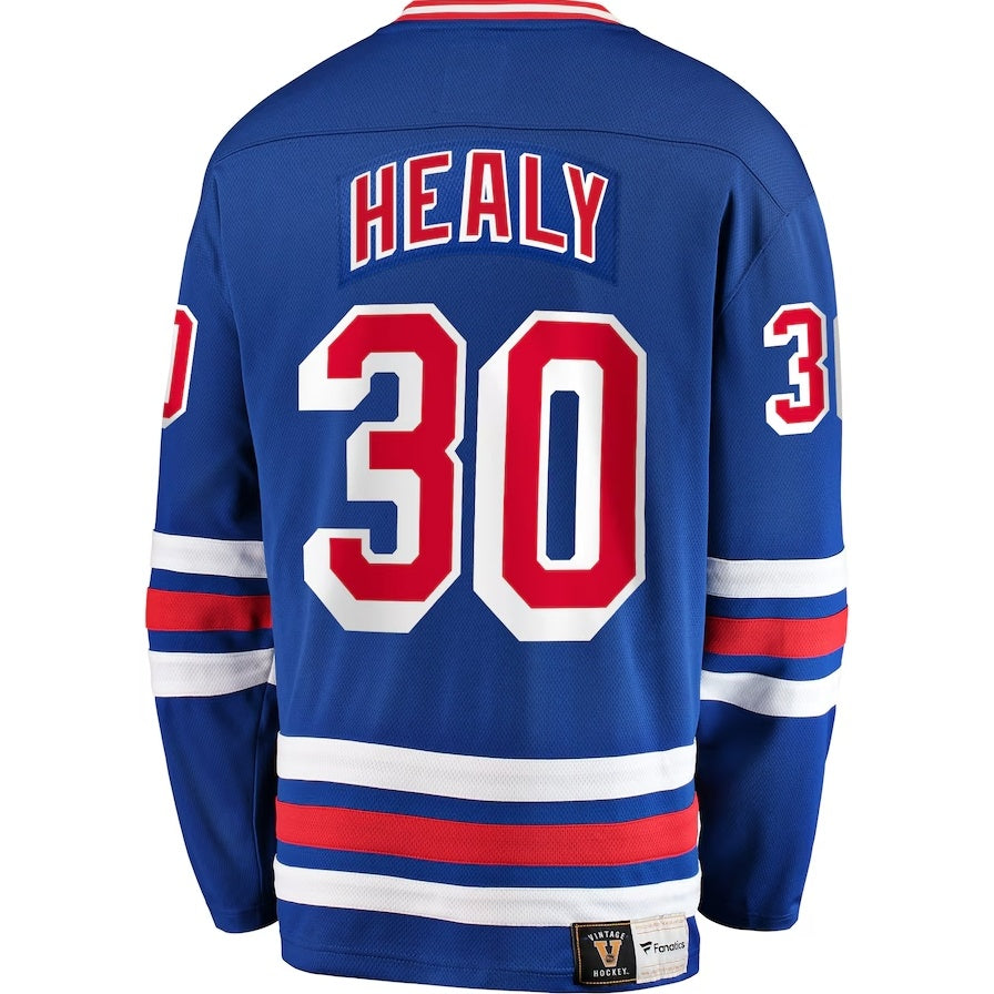 NY.Rangers #30 Glenn Healy Fanatics Premier Breakaway Retired Player Jersey - Blue Stitched American Hockey Jerseys CROVYIE