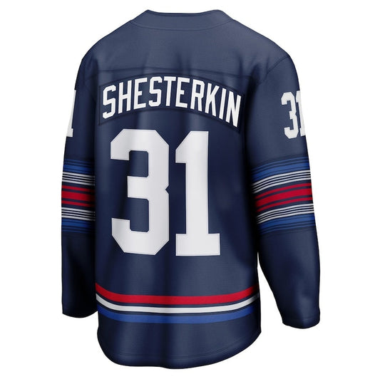 NY.Rangers #31 Igor Shesterkin Fanatics Alternate Premier Breakaway Player Jersey - Navy Stitched American Hockey Jerseys CROVYIE