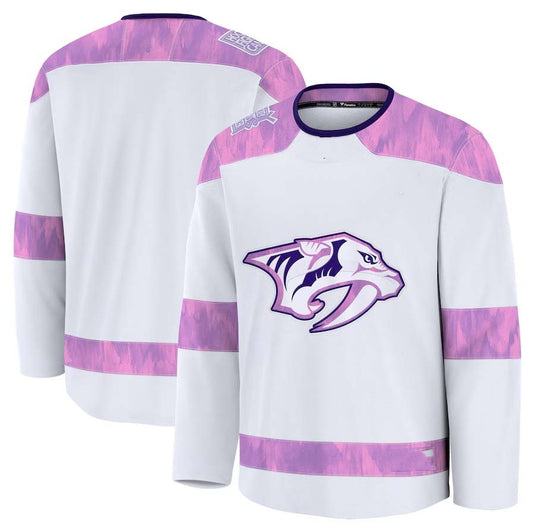 N.Predators Fanatics 2024 Hockey Fights Cancer Practice Jersey - White Stitched American Hockey Jerseys CROVYIE