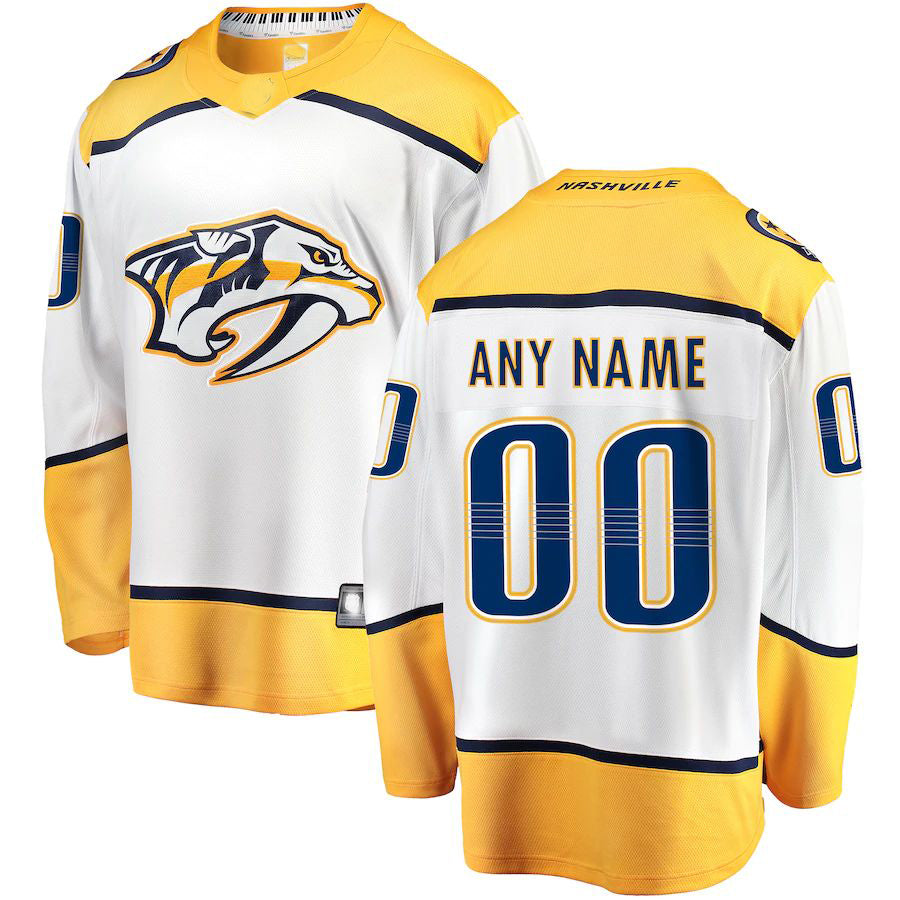 Custom N.Predators Fanatics Branded Away Breakaway White Stitched American Hockey Jerseys CROVYIE