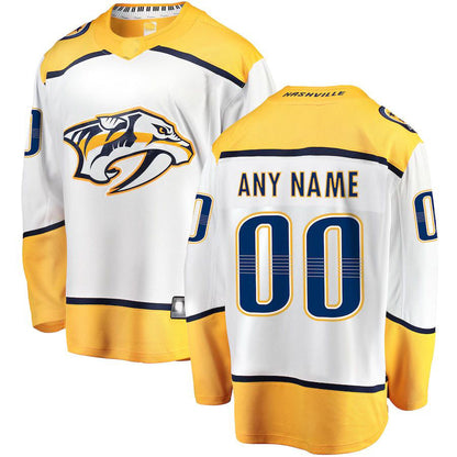 Custom N.Predators Fanatics Branded Away Breakaway White Stitched American Hockey Jerseys CROVYIE