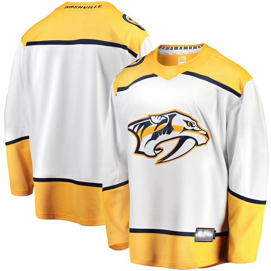 N.Predators Fanatics Branded Breakaway Away Jersey White Stitched American Hockey Jerseys CROVYIE