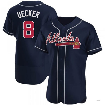 Atlanta Braves #8 Bob Uecker Navy Alternate Jersey Stitches Baseball Jerseys