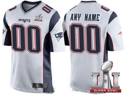 NE.Patriots White 2017 Super Bowl LI Custom Game Jersey Stitched Football Jerseys