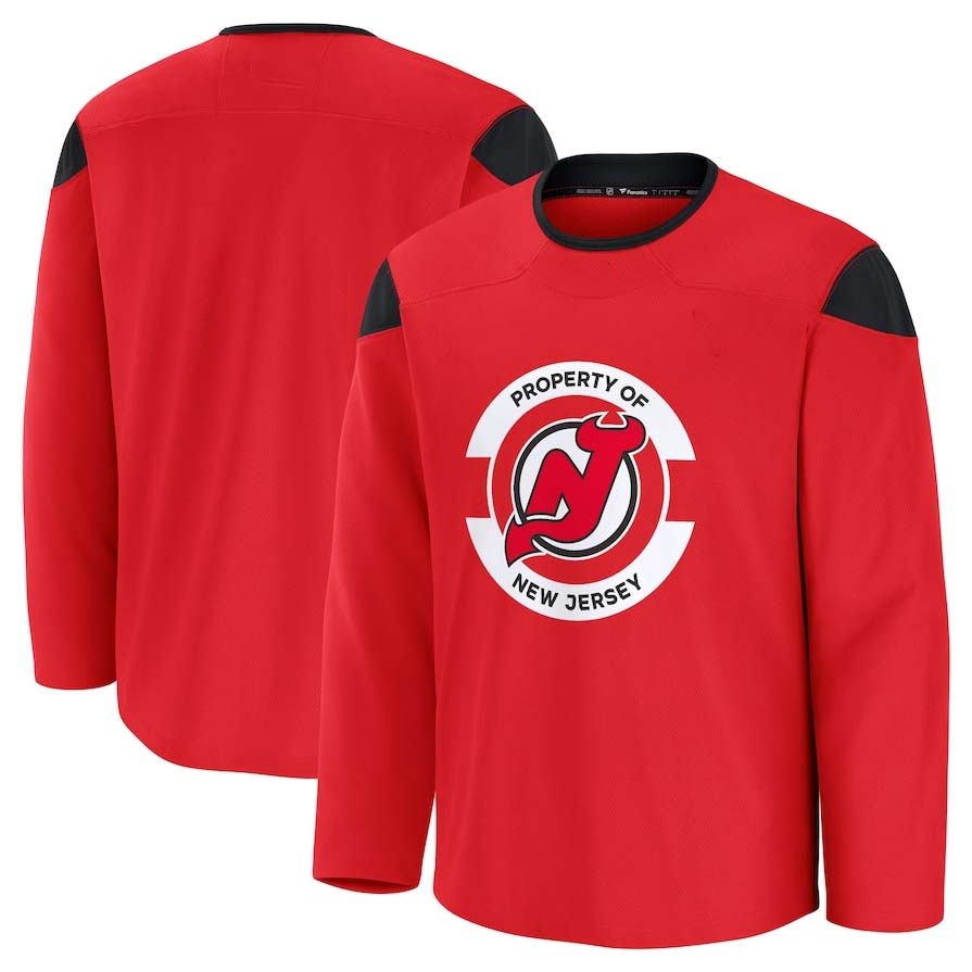 NJ.Devils Fanatics Team Practice Jersey - Red Stitched American Hockey Jerseys CROVYIE
