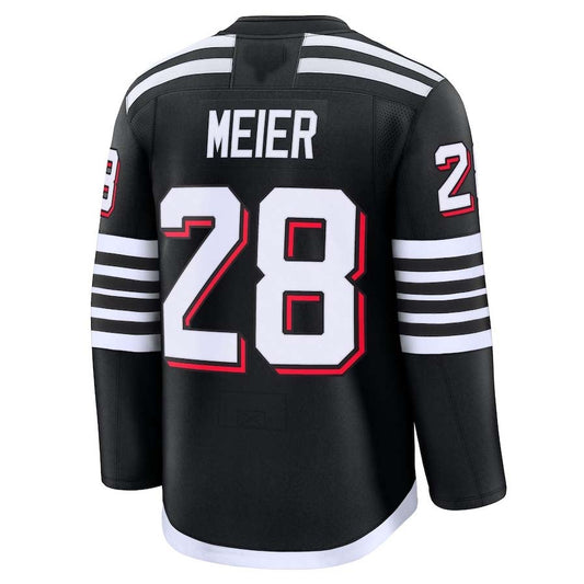 NJ.Devils #28 Timo Meier Fanatics Alternate Premium Jersey - Black Stitched American Hockey Jerseys CROVYIE