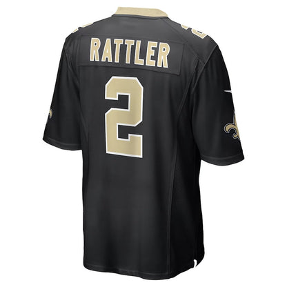 NO.Saints #2 Spencer Rattler Black Team Game Stitched American Football Jersey