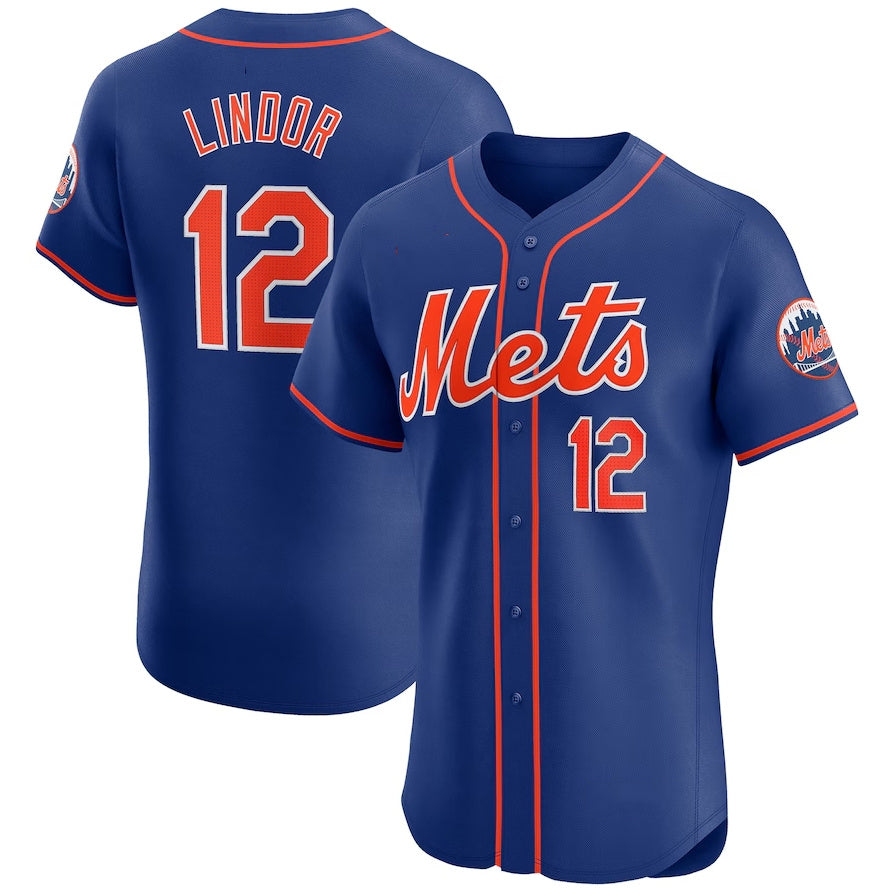New York Mets #12 Francisco Lindor Alternate Elite Player Jersey - Royal Stitched Baseball Jersey