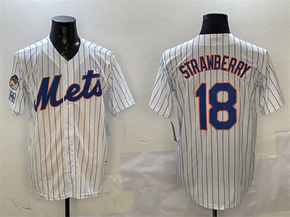 New York Mets #18 Darryl Strawberry White 2025 Spring Training Cool Base Stitched Baseball Jersey