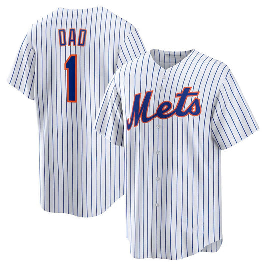 New York Mets #1 Dad Home Replica Jersey - White Stitched Baseball Jersey