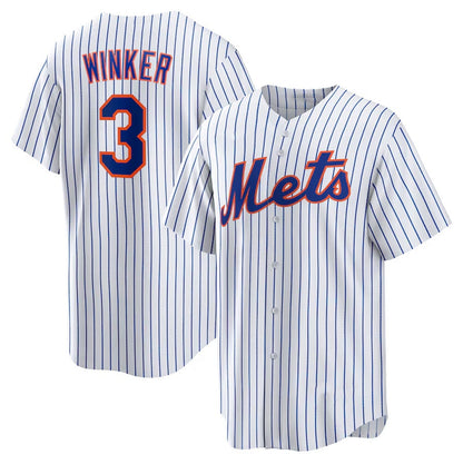 New York Mets #3 Jesse Winker Home Replica Jersey - White Stitched Baseball Jersey