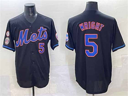 New York Mets #5 David Wright Black With Patch Limited Stitched Baseball Jersey