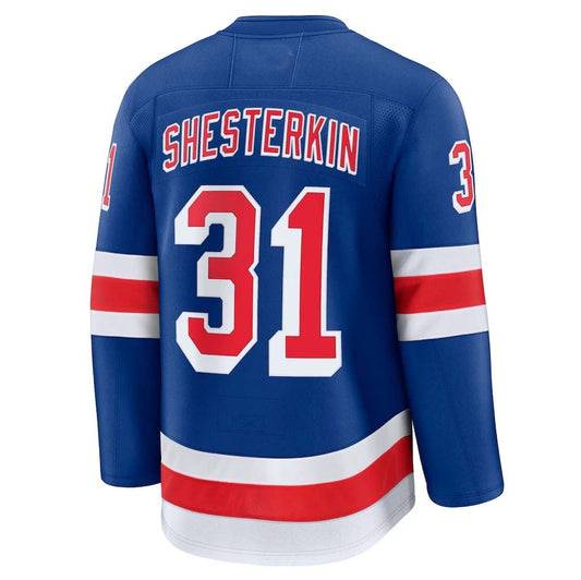 NY.Rangers #31 Igor Shesterkin Fanatics Alternate Premium Jersey - Blue Stitched American Hockey Jerseys CROVYIE