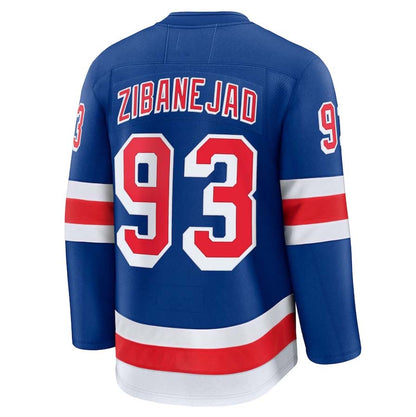 NY.Rangers #93 Mika Zibanejad Fanatics Home Premium Jersey - Blue Stitched American Hockey Jerseys CROVYIE