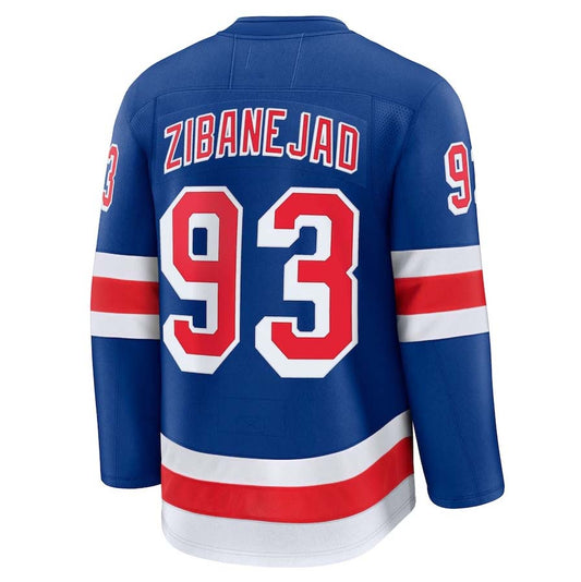 NY.Rangers #93 Mika Zibanejad Fanatics Home Premium Jersey - Blue Stitched American Hockey Jerseys CROVYIE