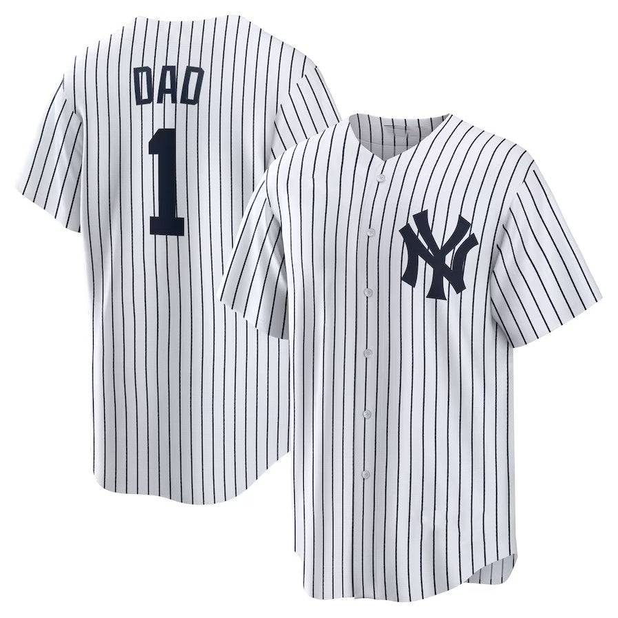 New York Yankees #1 Dad Home Replica Jersey - White Stitched Baseball Jersey