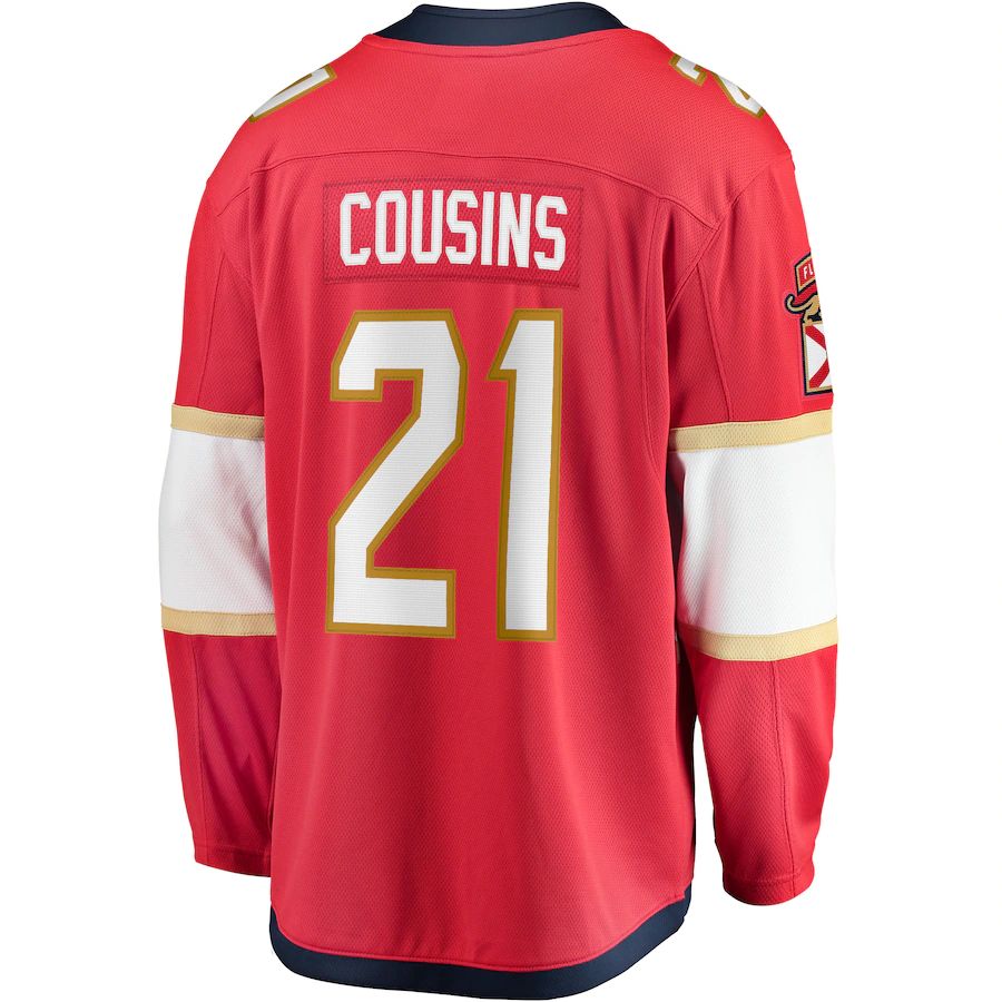 F.Panthers #21 Nick Cousins Fanatics Branded Home Breakaway Player Jersey Red Stitched American Hockey Jerseys CROVYIE