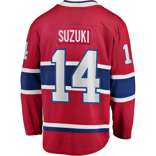 M.Canadiens #14 Nick Suzuki Fanatics Branded Home Premier Breakaway Player Jersey Jersey  Red Stitched American Hockey Jerseys CROVYIE