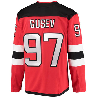NJ.Devils #97 Nikita Gusev Fanatics Branded 2020-21 Home Breakaway Player Jersey Red Stitched American Hockey Jerseys CROVYIE