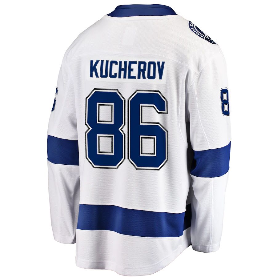 TB.Lightning #86 Nikita Kucherov Fanatics Branded Away Premier Breakaway Player Jersey White Stitched American Hockey Jerseys CROVYIE