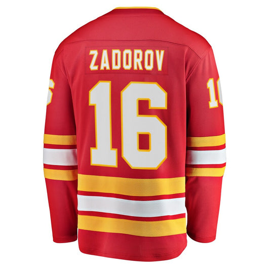 C.Flames #16 Nikita Zadorov Fanatics Branded Home Breakaway Player Jersey Red Stitched American Hockey Jerseys CROVYIE
