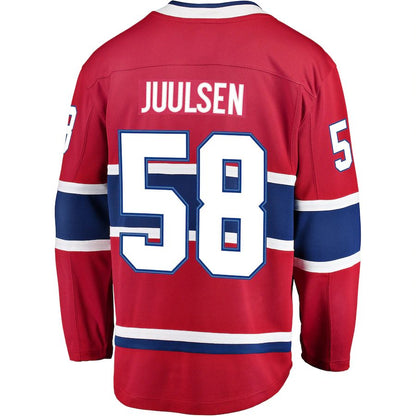 M.Canadiens #58 Noah Juulsen Fanatics Branded Breakaway Player Jersey Jersey  Red Stitched American Hockey Jerseys CROVYIE