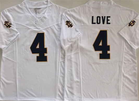 N.Dame Fighting Irish #4 Jeremiyah Love White 2024 F.U.S.E. Limited Stitched Football  American College Jerseys