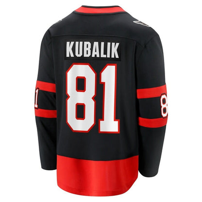 O.Senators #81 Dominik Kubalik Fanatics Home Breakaway Jersey - Black Stitched American Hockey Jerseys CROVYIE