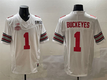 O.State Buckeyes #1 Buckeyes White 2025 CFP Final With National Champions Patch F.U.S.E. Vapor Limited Stitched Football American College Jerseys