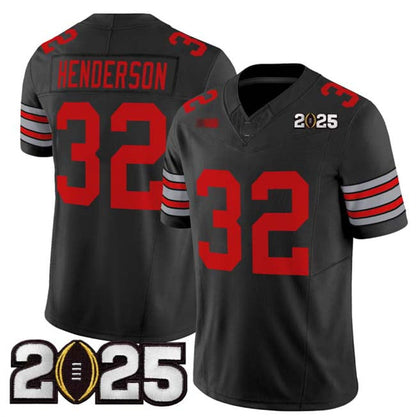 O.State Buckeyes #32 TreVeyon Henderson Black 2025 CFP Final Patch F.U.S.E. Vapor Limited Stitched Football American College Jerseys