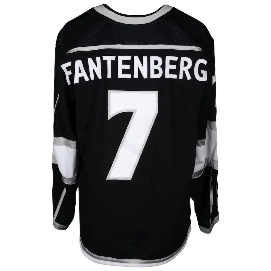 LA.Kings #7 Oscar Fantenberg Fanatics Authentic Game-Used Black Jersey from the 2018 Playoffs Black Stitched American Hockey Jerseys CROVYIE