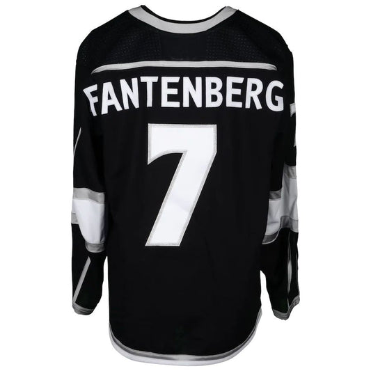 LA.Kings #7 Oscar Fantenberg Fanatics Authentic Game-Used Black Jersey from the 2018 Playoffs Black Stitched American Hockey Jerseys CROVYIE