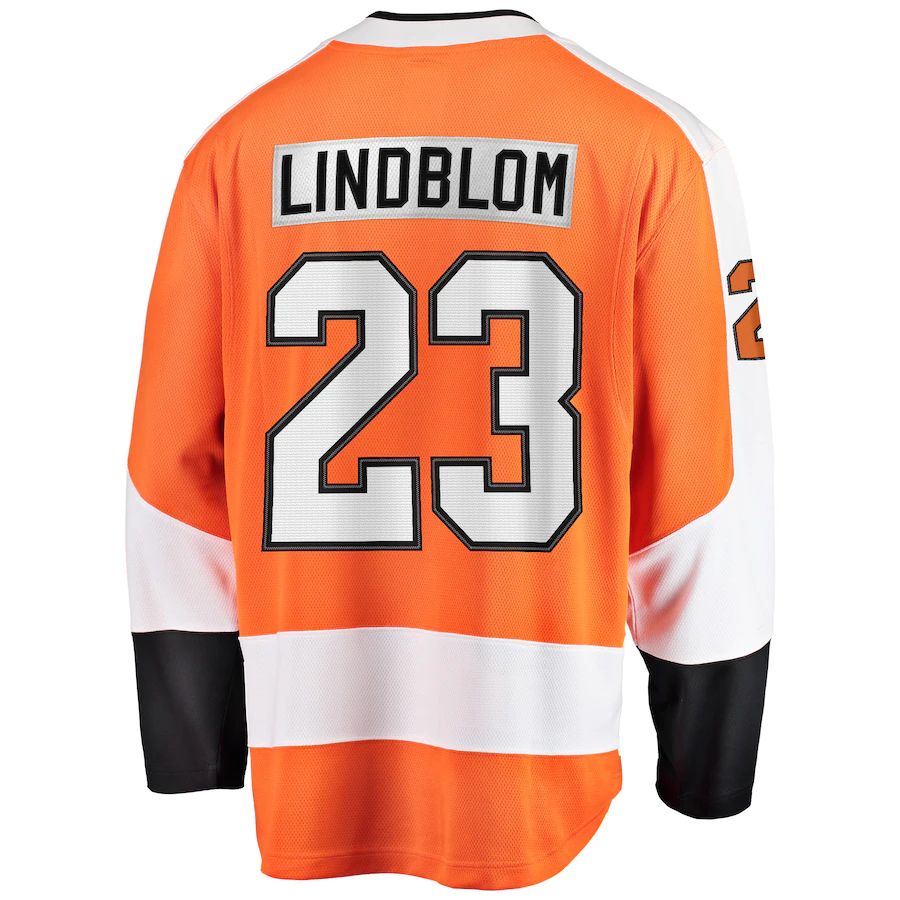 P.Flyers #23 Oskar Lindblom Fanatics Branded Team Color Breakaway Player Jersey  Orange Stitched American Hockey Jerseys CROVYIE