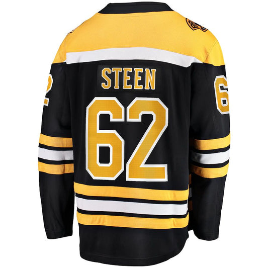 B.Bruins #62 Oskar Steen Fanatics Branded Home Breakaway Player Jersey Black Stitched American Hockey Jerseys CROVYIE