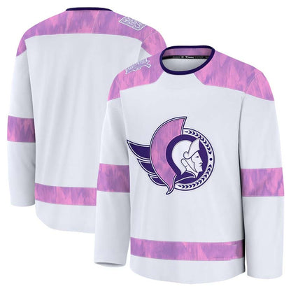 O.Senators Fanatics 2024 Hockey Fights Cancer Practice Jersey - White Stitched American Hockey Jerseys CROVYIE