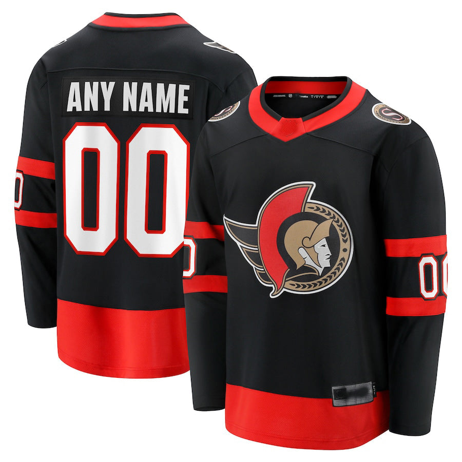 Custom O.Senators Fanatics Branded 2020-21 Home Breakaway Jersey Black Stitched American Hockey Jerseys CROVYIE