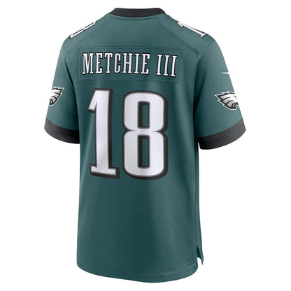 P.Eagles #18 John Metchie III Midnight Green Team Game Stitched American Football Jerseys