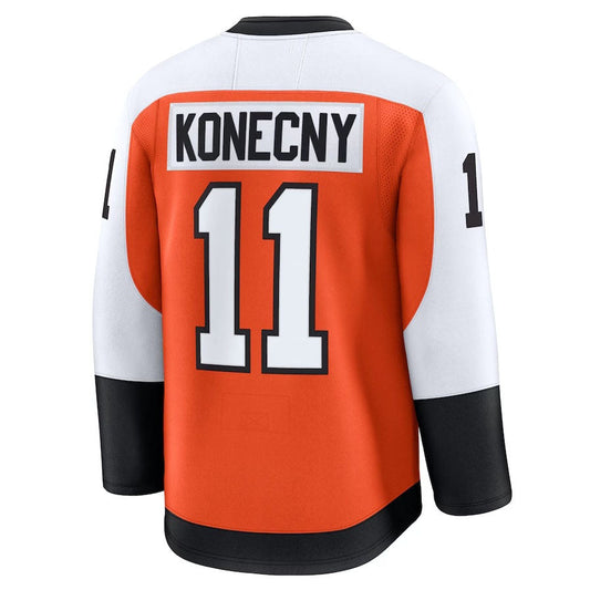 P.Flyers #11 Travis Konecny Fanatics Home Premium Jersey - Burnt Orange Stitched American Hockey Jerseys CROVYIE