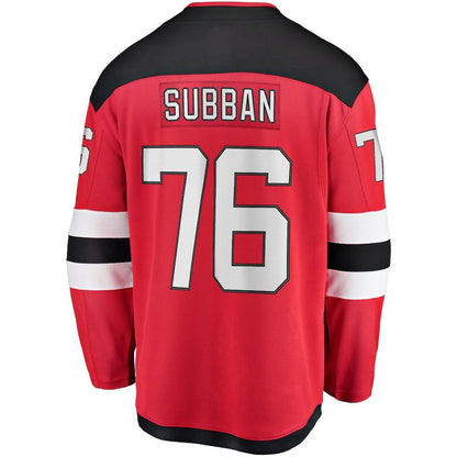 NJ.Devils #76 P.K. Subban Fanatics Branded Premier Breakaway Player Jersey Red Stitched American Hockey Jerseys CROVYIE