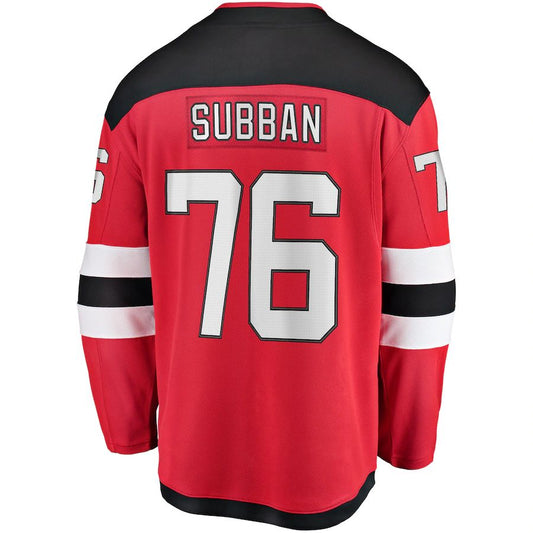 NJ.Devils #76 P.K. Subban Fanatics Branded Premier Breakaway Player Jersey Red Stitched American Hockey Jerseys CROVYIE