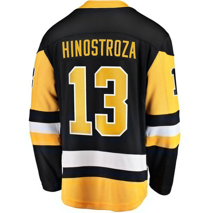 P.Penguins #13 Vinnie Hinostroza Fanatics Home Breakaway Jersey - Black Stitched American Hockey Jerseys CROVYIE