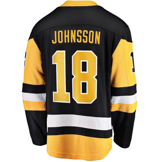 P.Penguins #18 Andreas Johnsson Fanatics Home Breakaway Jersey - Black Stitched American Hockey Jerseys CROVYIE