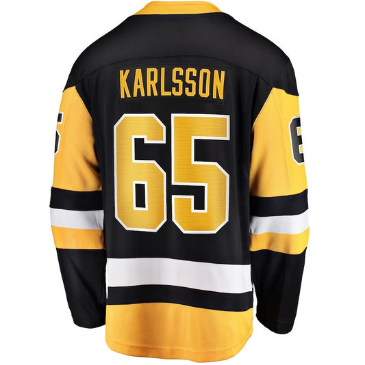 P.Penguins #65 Erik Karlsson Fanatics Home Breakaway Jersey - Black Stitched American Hockey Jerseys CROVYIE